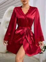 Women's Lace Patchwork Belted Robe