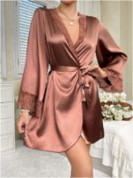 Women's Lace Patchwork Belted Robe