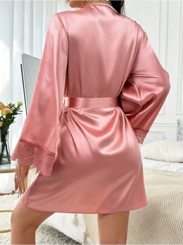 Women's Lace Patchwork Belted Robe